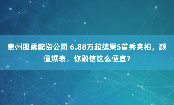 贵州股票配资公司 6.88万起缤果S首秀亮相，颜值爆表，你敢信这么便宜？